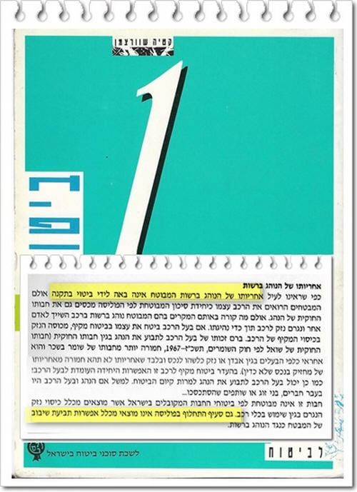 המכשלה בביטוח אחריות חוקית של הנוהג ברשות לפי התקנות מתוך ספרי שהוצאת השלכה בתחילת שנות התשעים