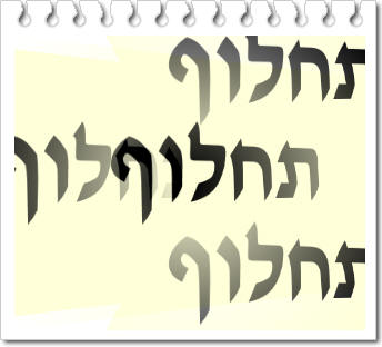 אילוסטריה עם המילה "תחלוף" מזוויות שונות. כל הזכויות שמורות לקטיה שורצמן