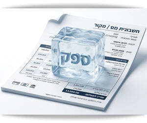 איור אילוסטרציה של חשבונית ספק מתחת לקוביית קרח. בעזרת בינה בלאכותית