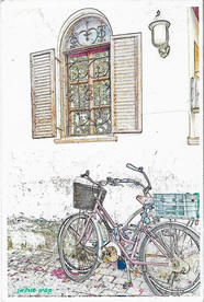 גלויה אופניים ביפו, צילום ועיצוב קטיה שורצמן, כל הזכויות שמורות
